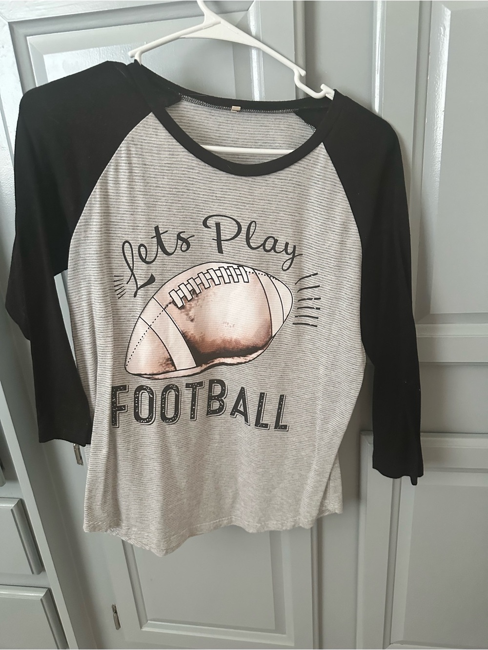 'Lets Play Football' Raglan Tee - Black & Gray